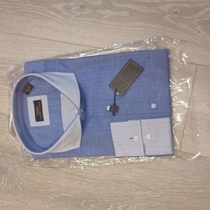 Steven Land Cutaway Collar Dress Shirt 20 neck 34/35 sleeve Ice Blue & Silver